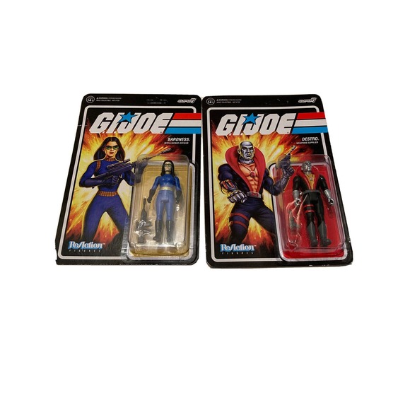 GI Joe Reaction Baroness and Destro 3.75" MOSC Super7 Action Figures - Picture 1 of 2